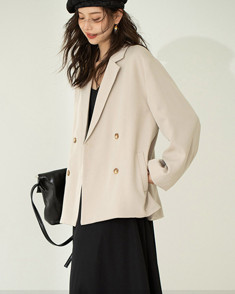 DEER.W 翻領雙排釦西裝外套 杏色