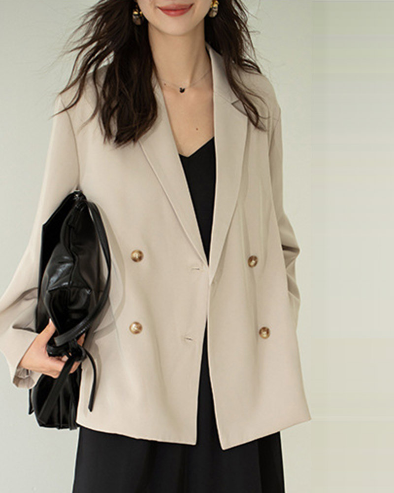 杏L【零碼出清不退換】翻領雙排釦西裝外套