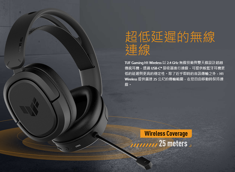 米特3C數位–ASUS 華碩 TUF Gaming H1 Wireless 電競耳機/90YH0391-B3UA00
