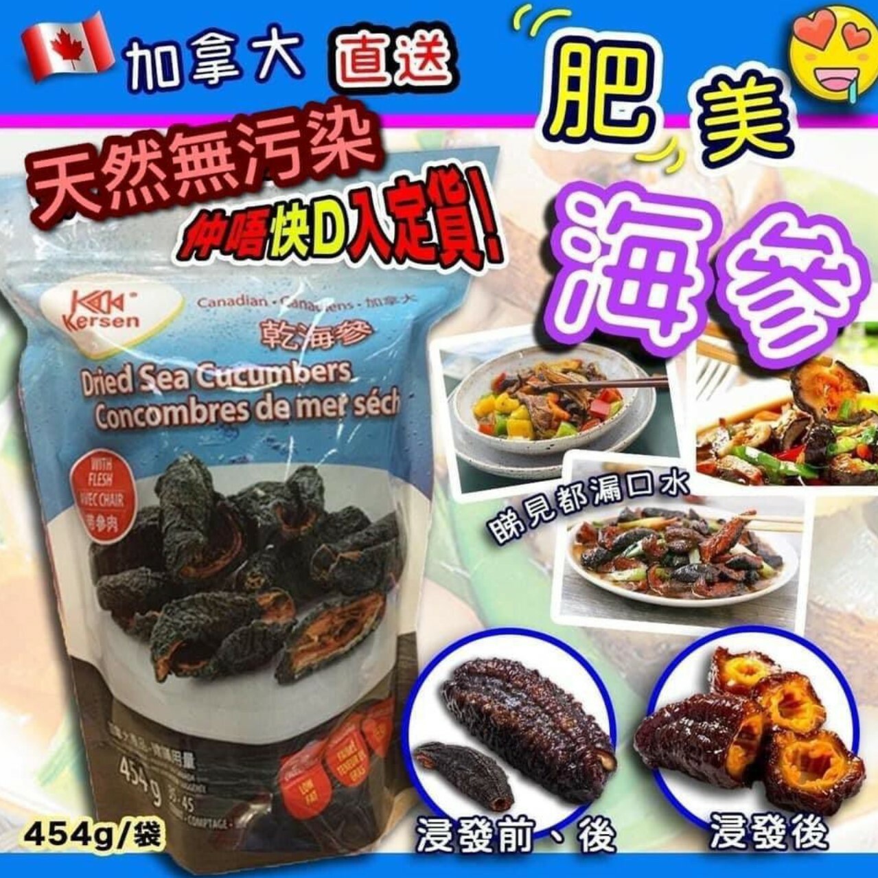 🇨🇦加拿大直送 Kersen dried sea cucumber 北極野生海參乾 454g