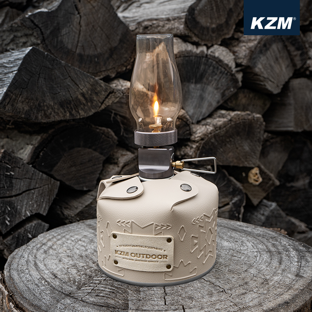 KZM 風格圖騰高山瓦斯罐保護套 燕麥白 230g 450g