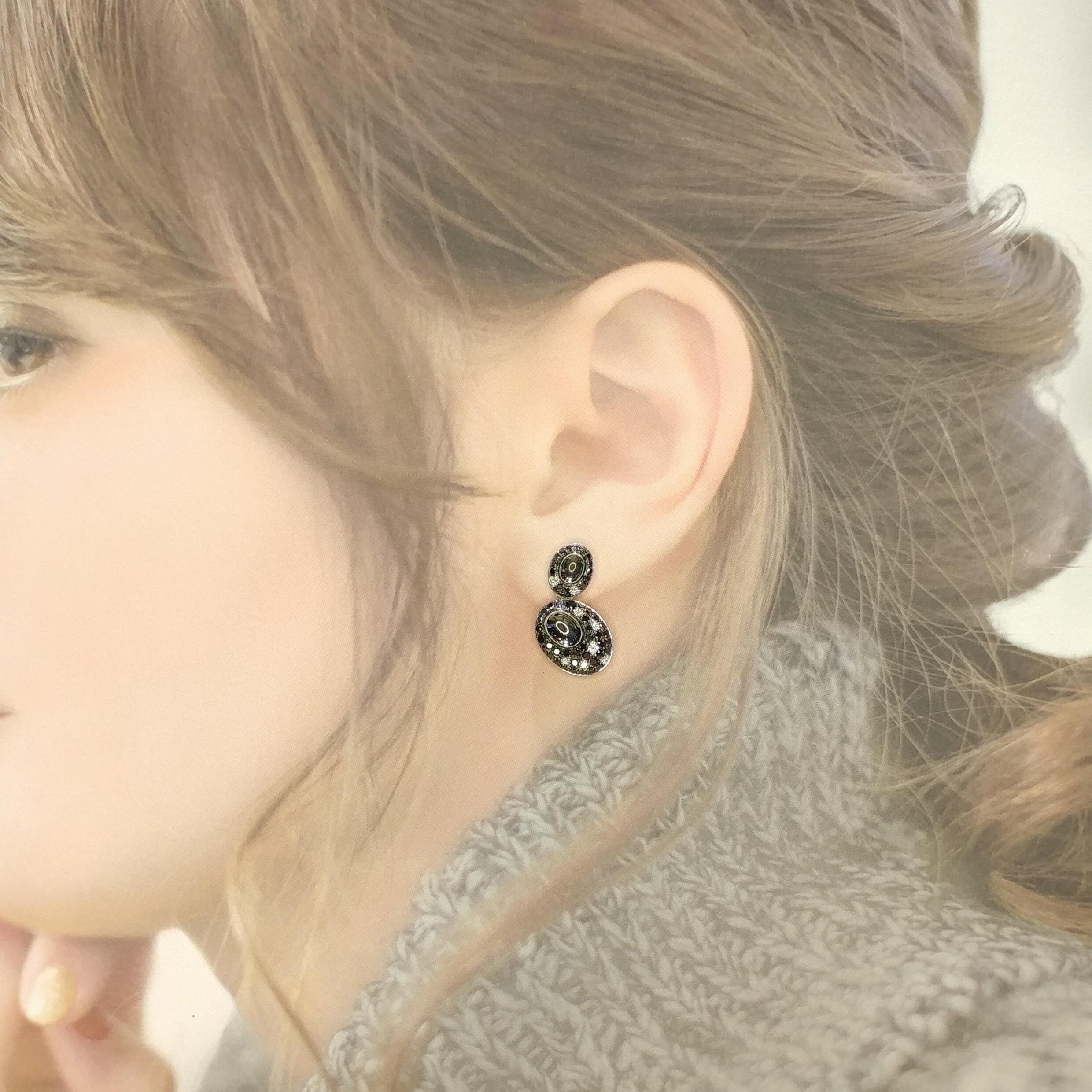 18K Gold 1.04ct Black and White Diamond Earrings