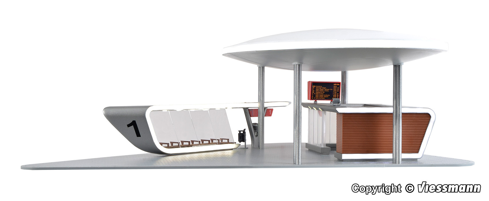 Kibri 39006 HO scale, Modern bus terminal main building with one stop including LED lighting