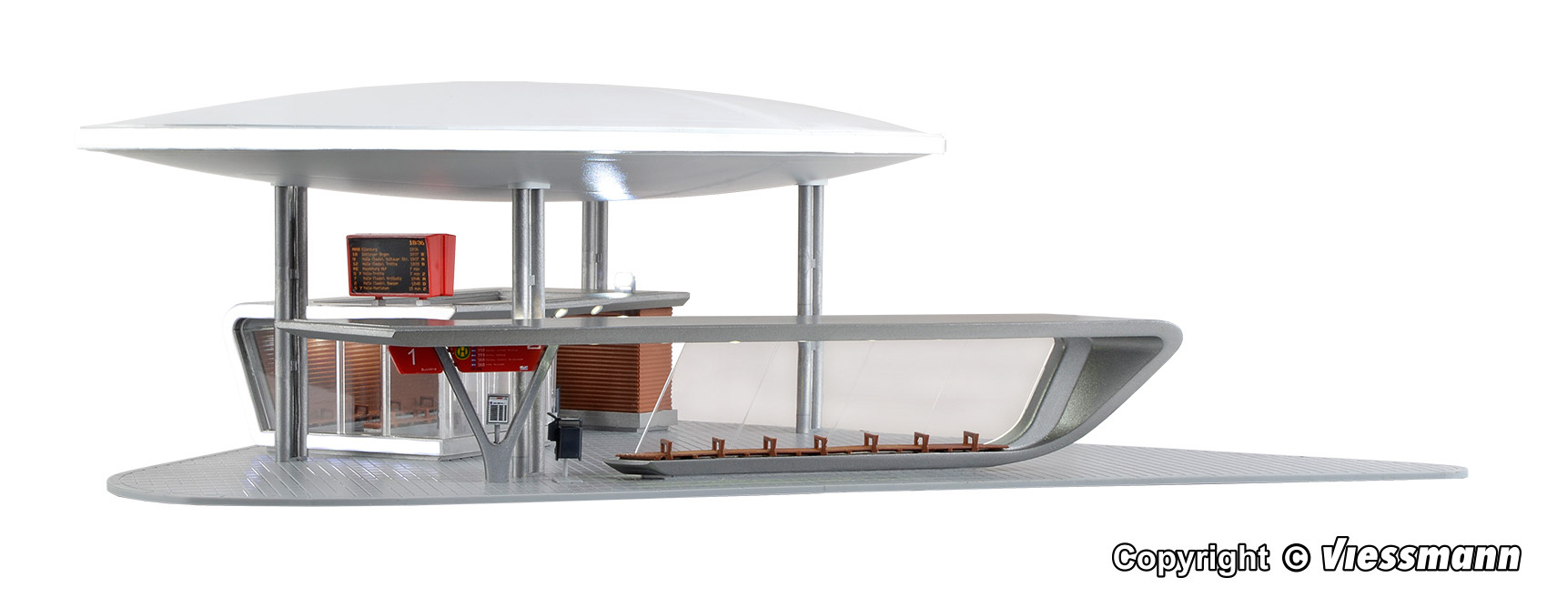 Kibri 39006 HO scale, Modern bus terminal main building with one stop including LED lighting