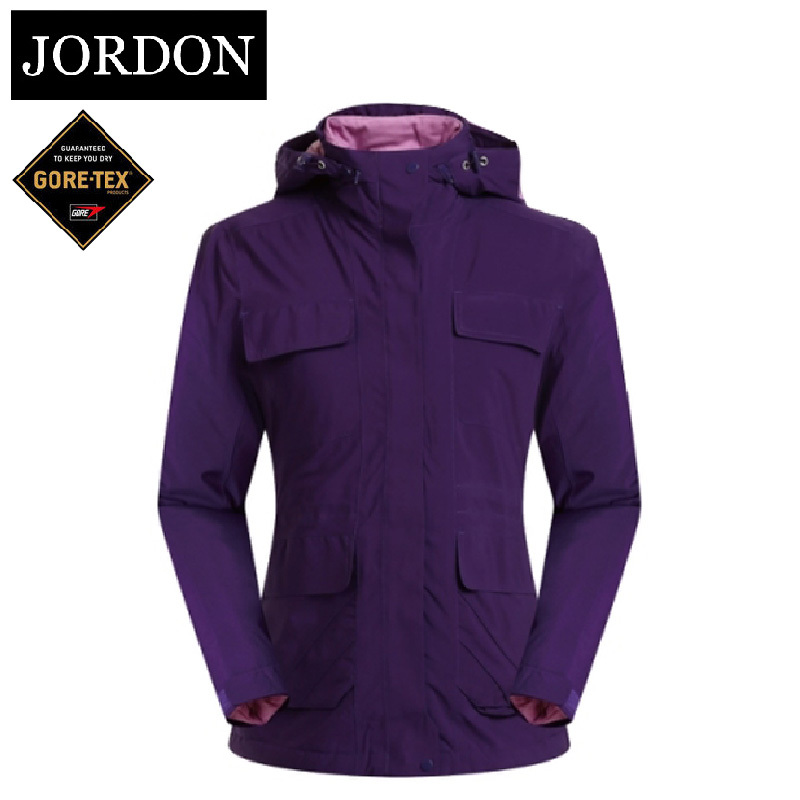 JORDON 橋登 GORE-TEX+鵝絨二合一外套 女款 深紫 帽可拆/保暖透氣/防風防水/舒適/賞雪旅遊 06JW1106