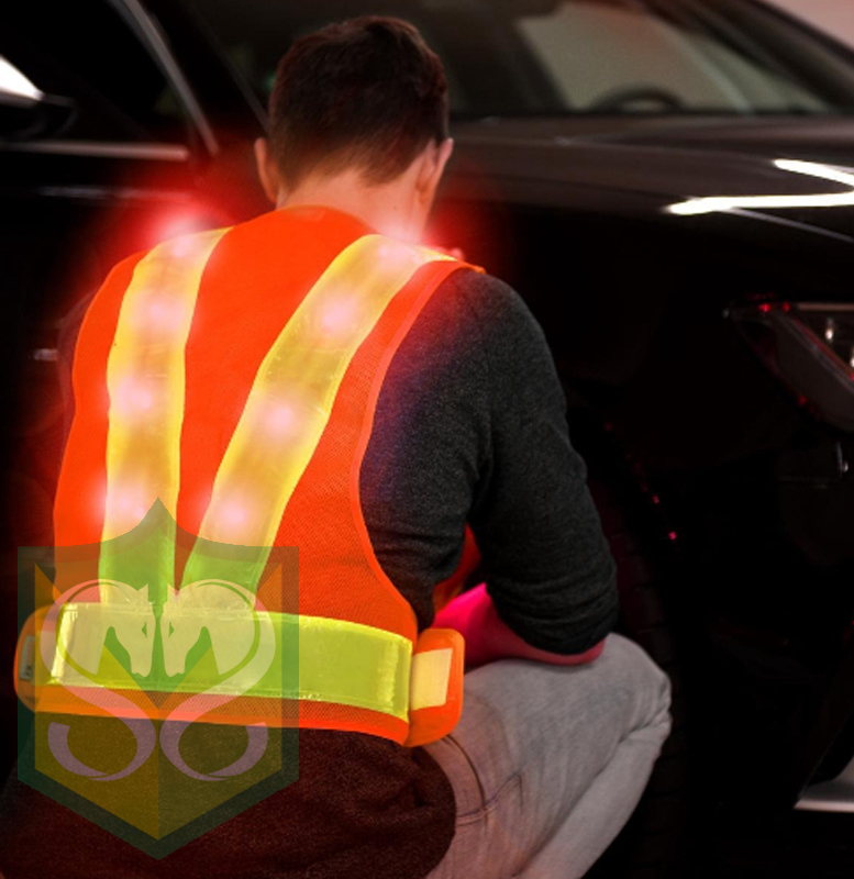 Geel waarschuwingsvest met 16 rode LED-lampen - Reflecterend hesje