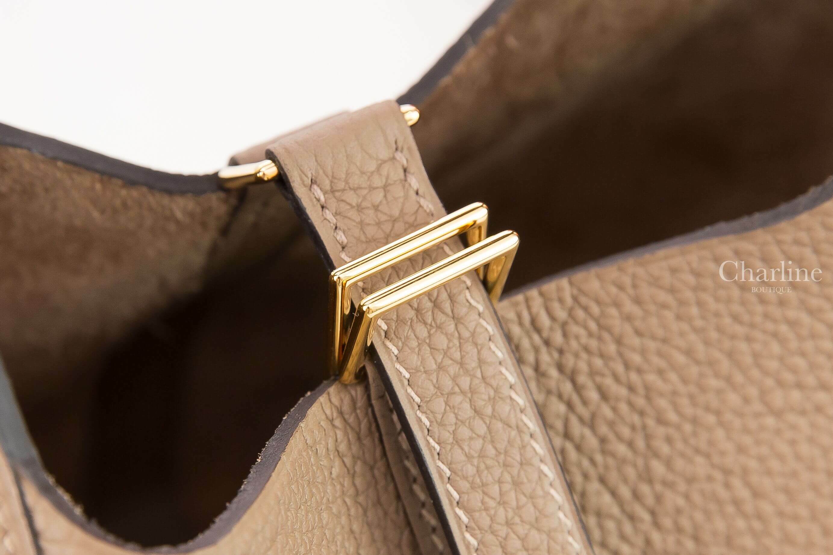 Hermès Picotin Lock 18cm D0 Beige De Weimar Taurillon Maurice 威瑪犬米金釦小型提把水桶包