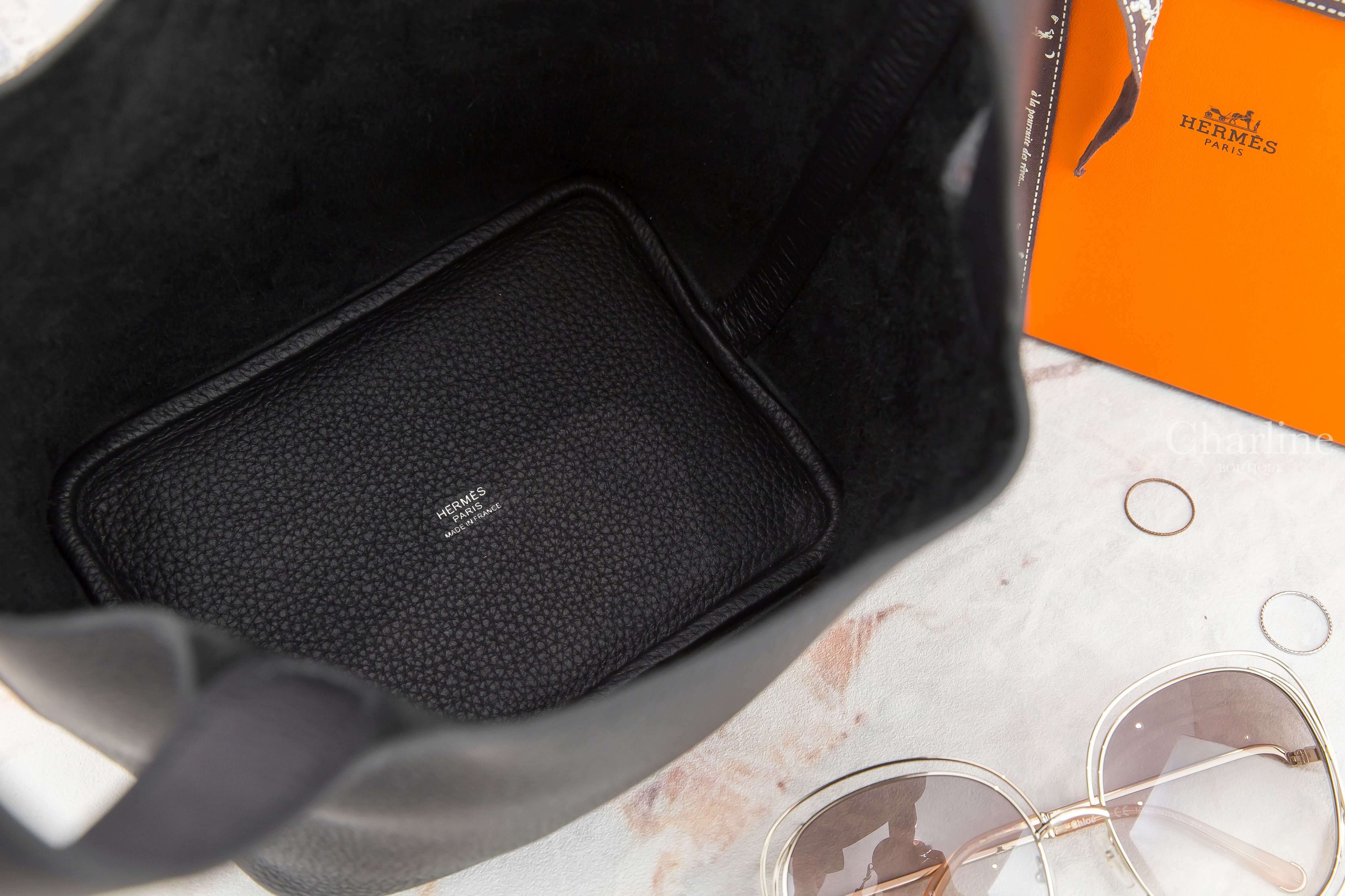 Hermès Picotin Lock 18cm 89 Noir Monochrome Taurillon Clemence Z刻黑色黑釦小型提把水桶包-Charline Boutique 精品代購