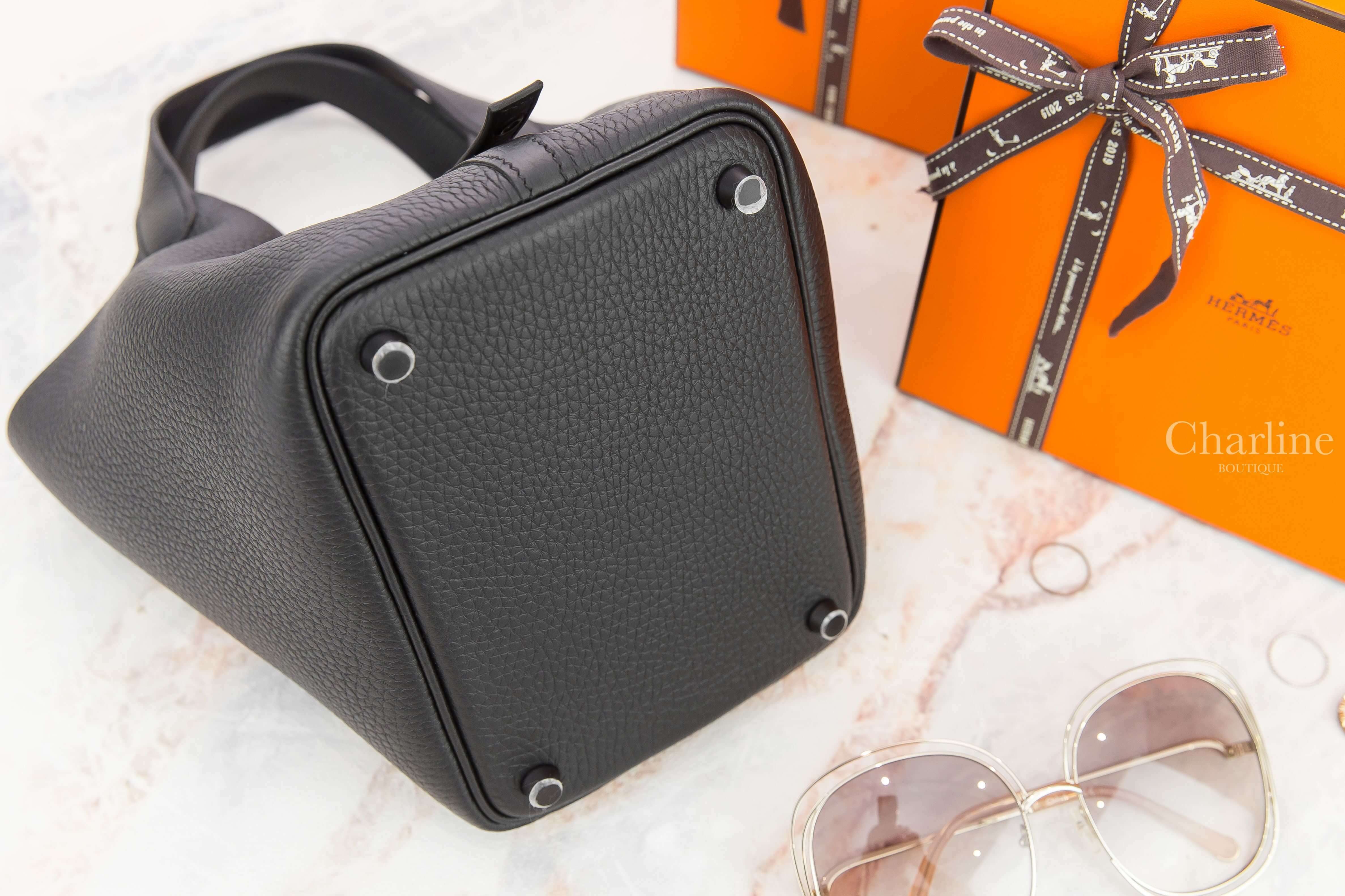 Hermès Picotin Lock 18cm 89 Noir Monochrome Taurillon Clemence Z刻黑色黑釦小型提把水桶包-Charline Boutique 精品代購