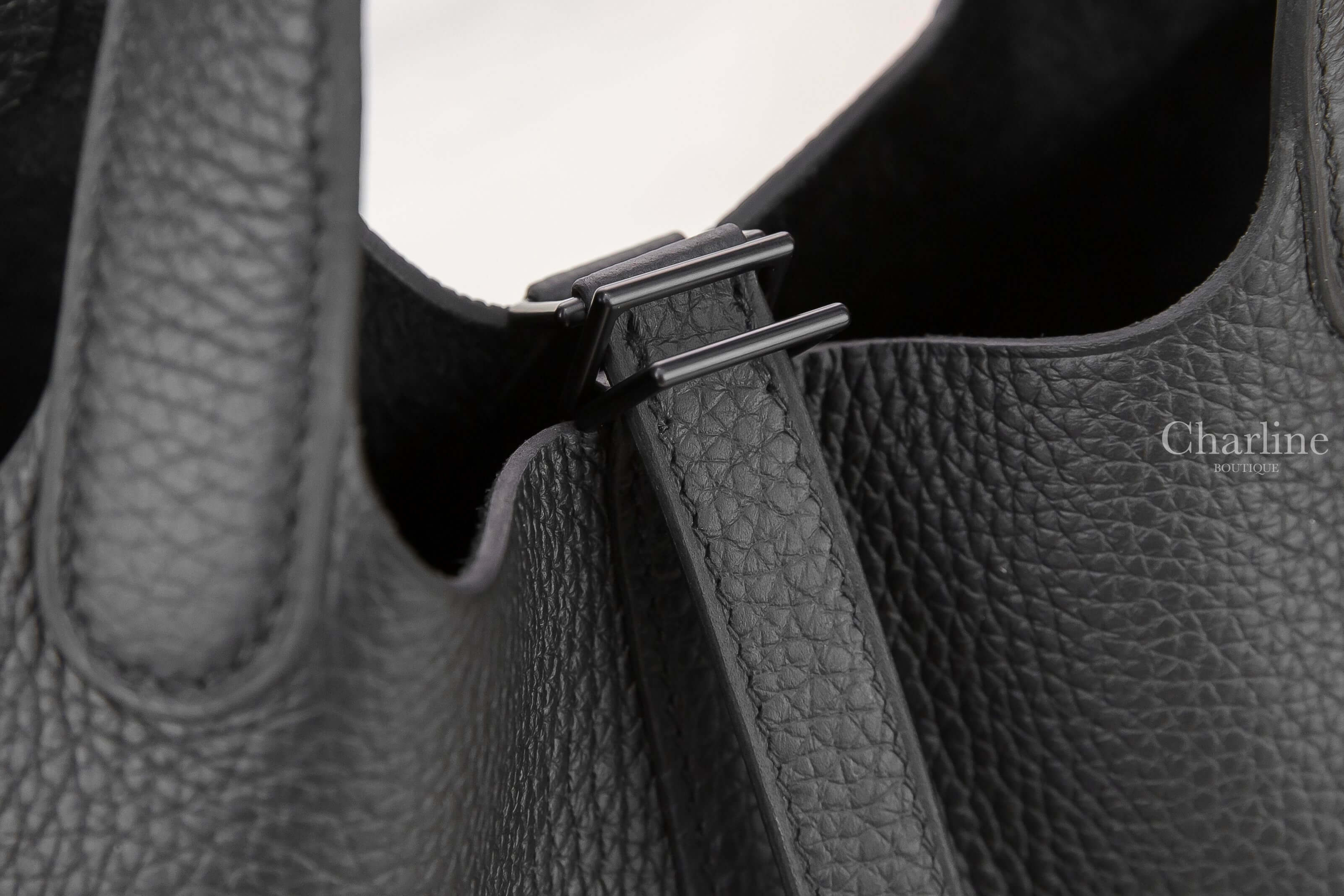 Hermès Picotin Lock 18cm 89 Noir Monochrome Taurillon Clemence 黑色黑釦小型提把水桶包