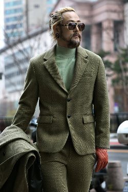 經典羊毛羊絨人字紋兩粒扣西裝外套 西裝褲