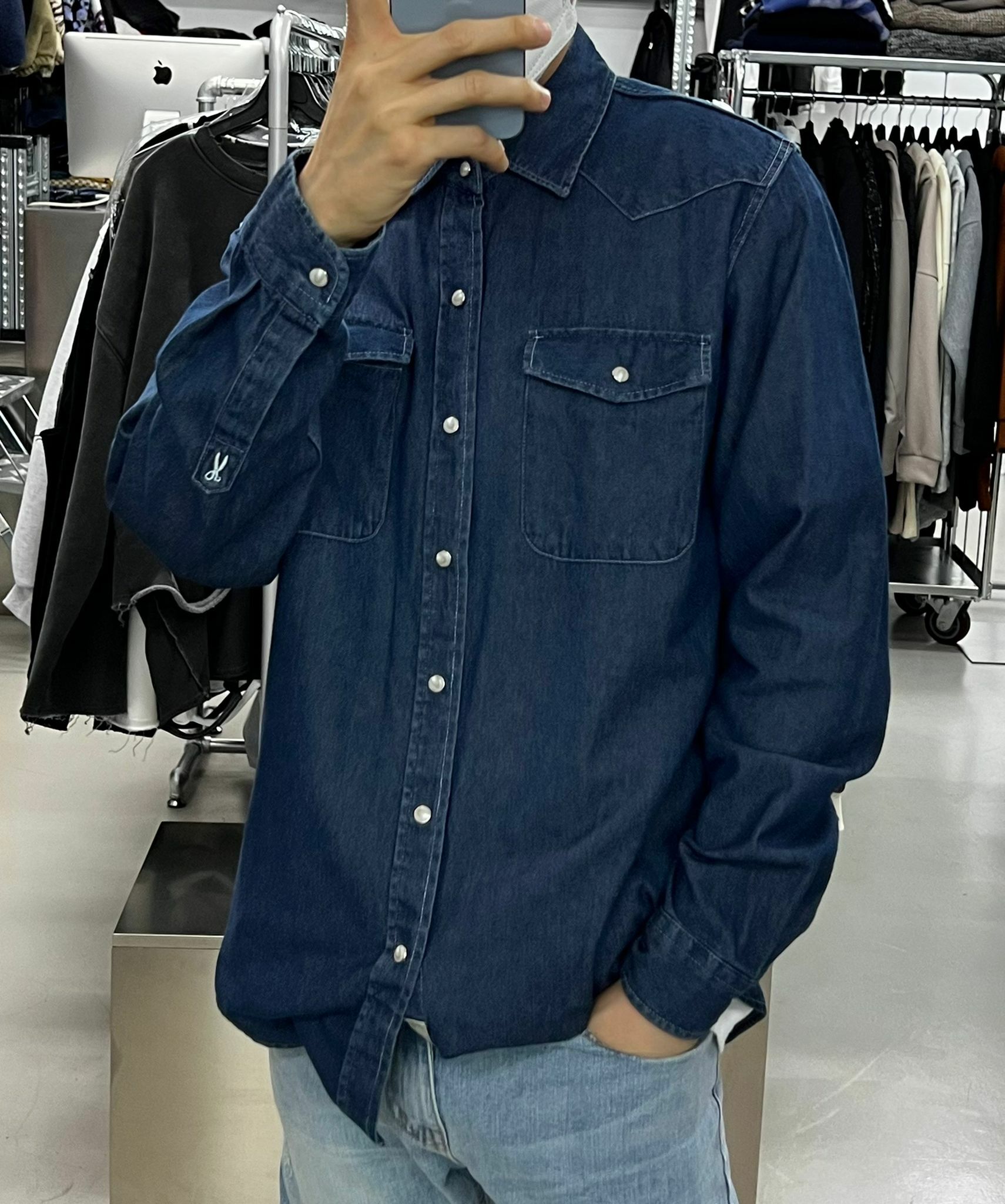 牛仔長袖恤衫 S1645