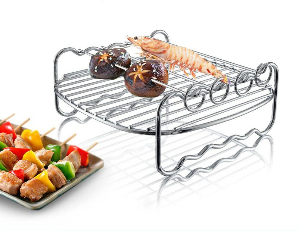 健康空氣炸鍋套裝‧雙層不銹鋼烤架x1,串燒叉x4‧適用於HD98XX, HD96XX, HD97XX‧