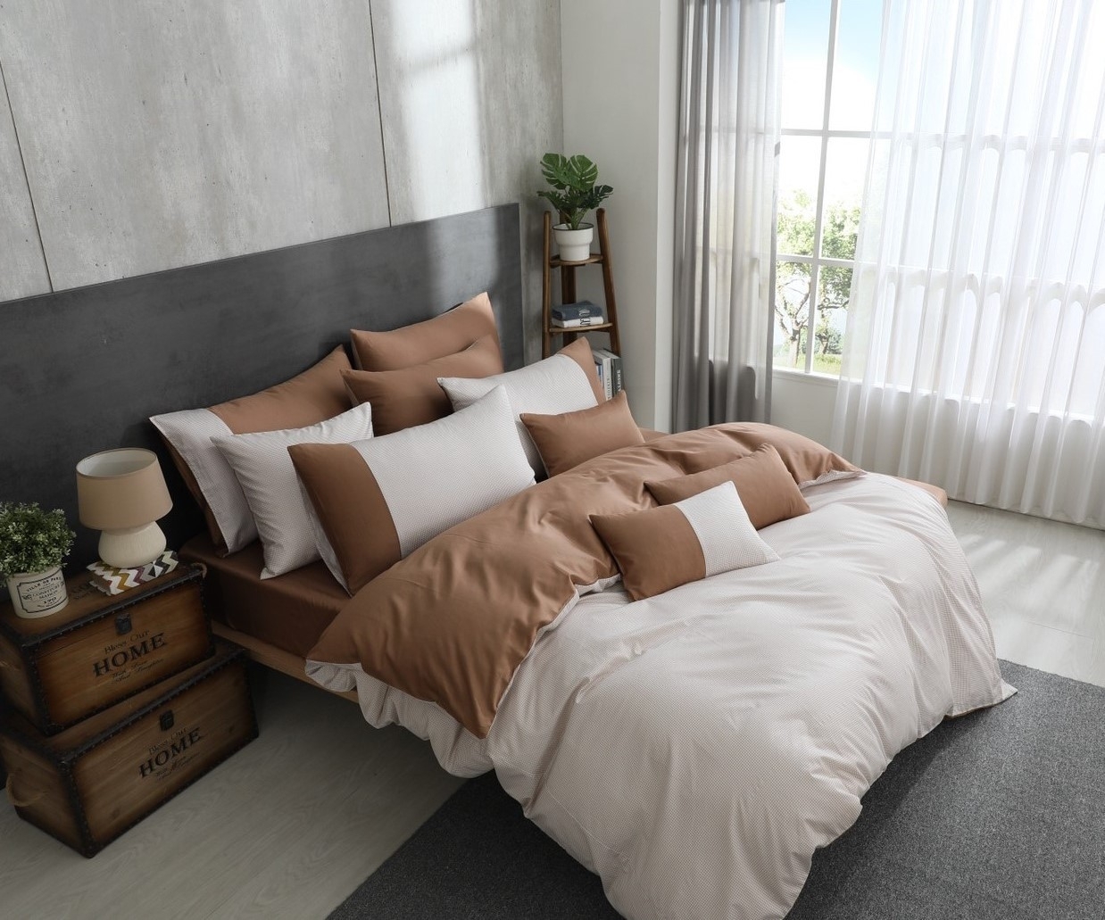 纯棉床包組-初心暖心棕(60支純棉-300織)