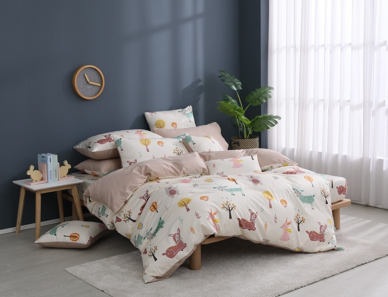 纯棉床包組-動物派對-米(60支純棉-300織)