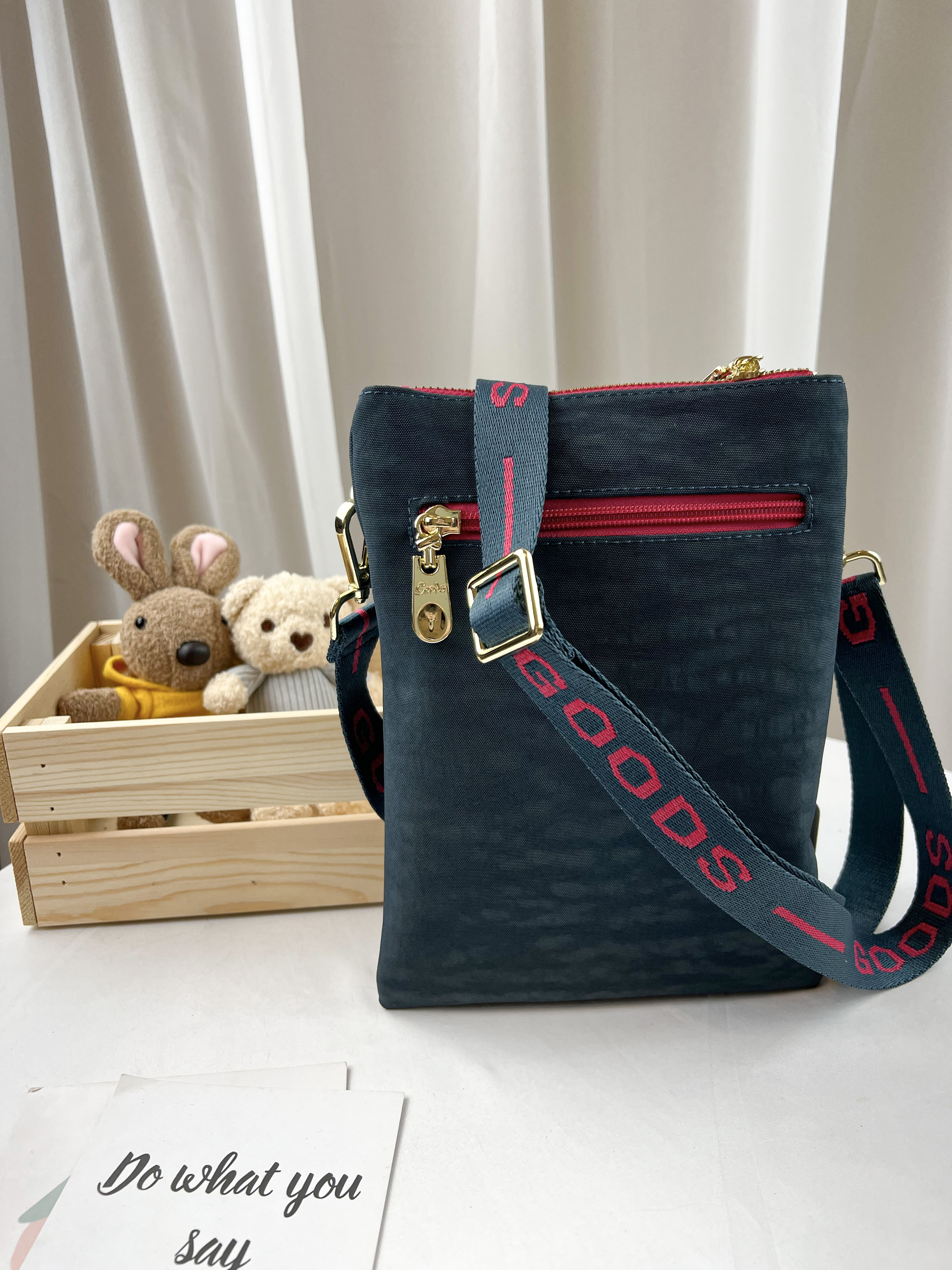 GOODS 織帶綠桃 雙層手機側背包 #2505-1