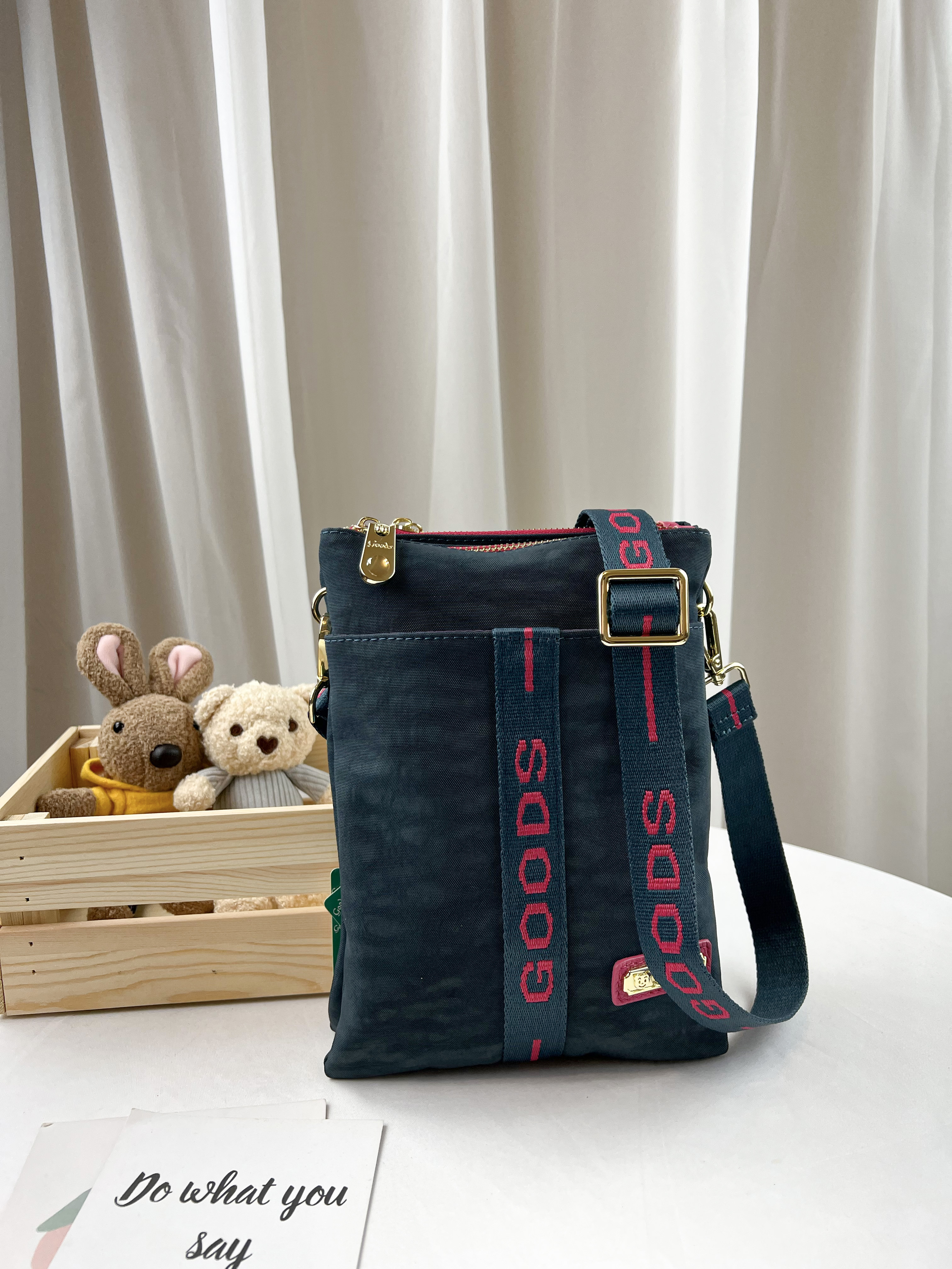 GOODS 織帶綠桃 雙層手機側背包 #2505-1