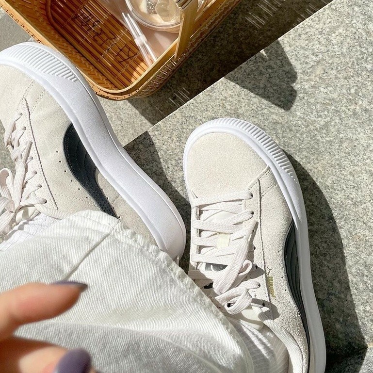 Puma SUEDE MAYU 增高厚底 休閒 米色 女款
