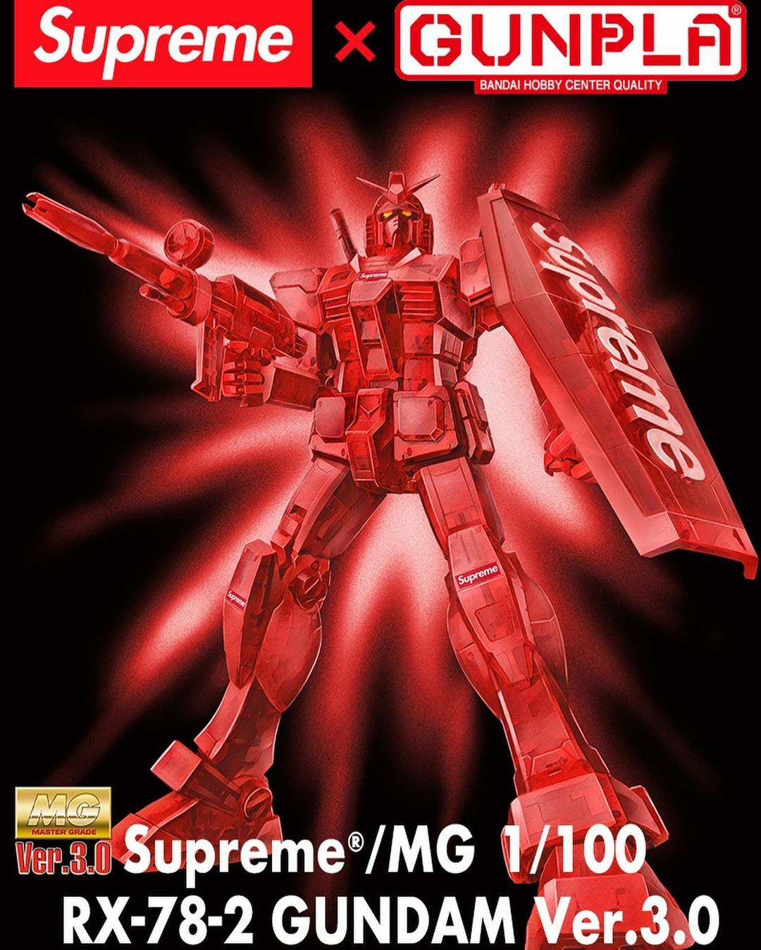 代購）supreme / MG 1/ 100 RX-78-2 GUNDAM VER.3.0 鋼彈模型