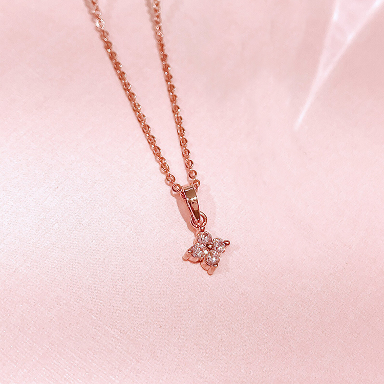 粉色春氛小花 純銀項鍊