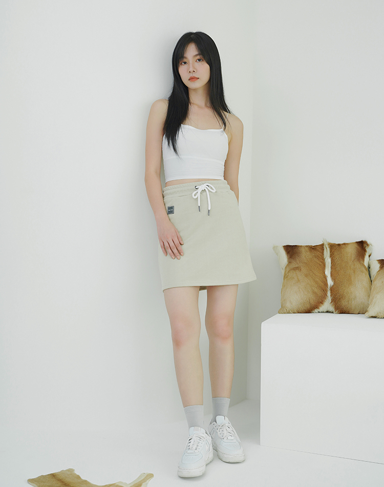 INN OUT棉短裙 (奶油卡其)