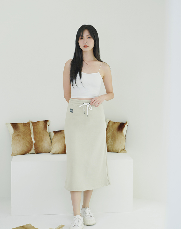 INN OUT棉長裙 (奶油卡其)