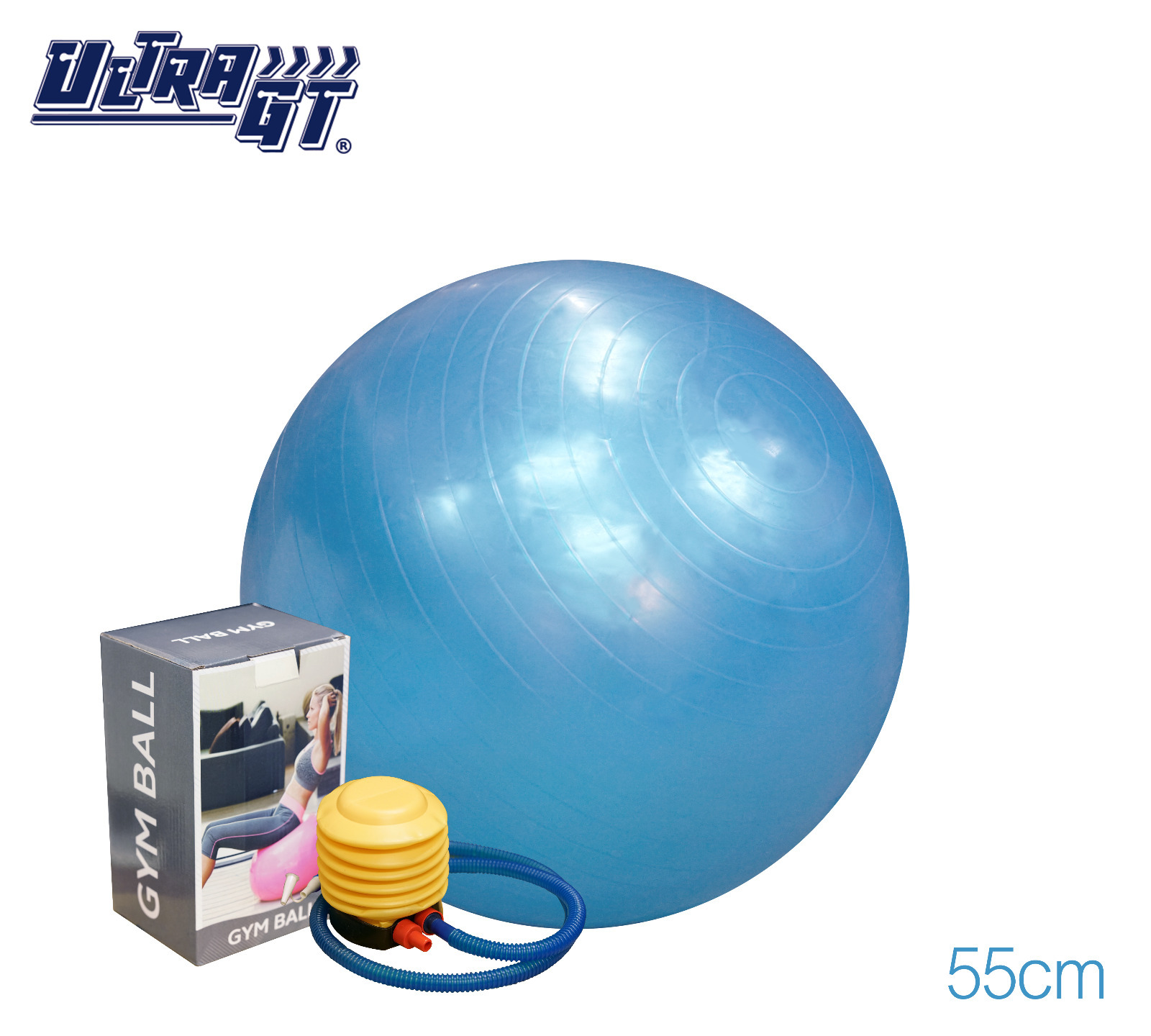 ULTRA GT 瑜珈球 普拉提球 健身波 55cm (藍色)(連氣泵)