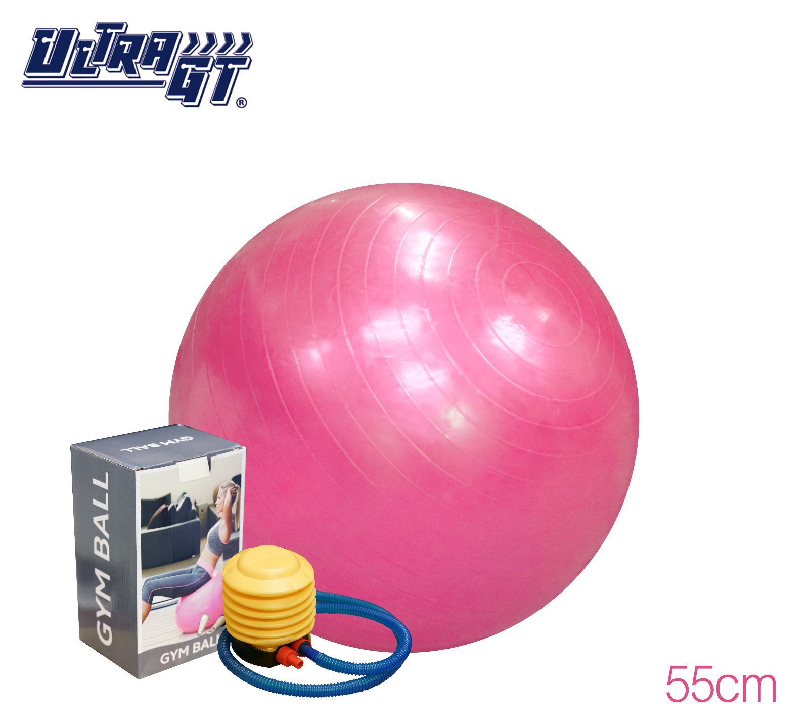 ULTRA GT 瑜珈球 普拉提球 健身波 55cm (粉紅色)(連氣泵)