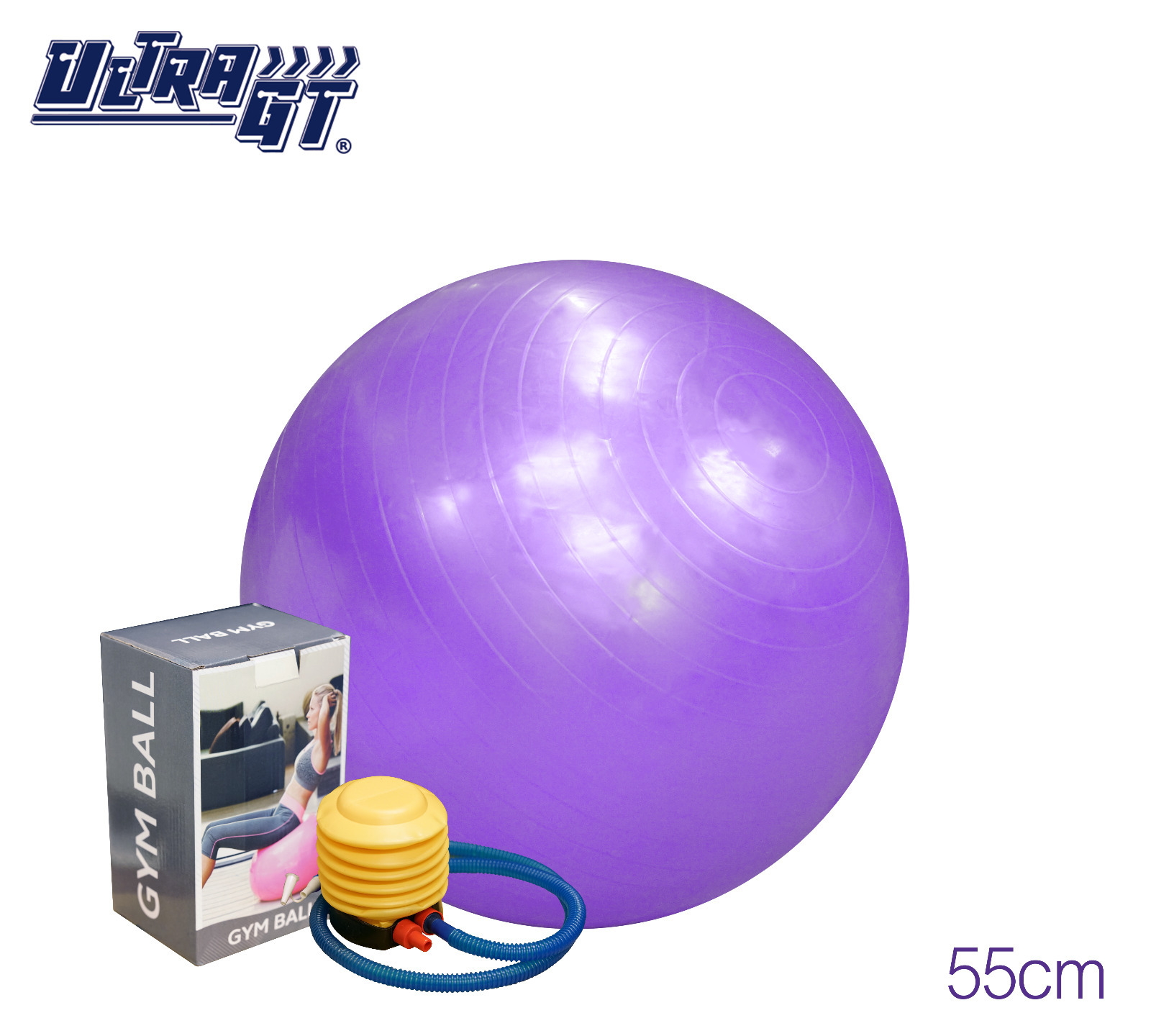 ULTRA GT 瑜珈球 普拉提球 健身波 55cm (紫色)(連氣泵)