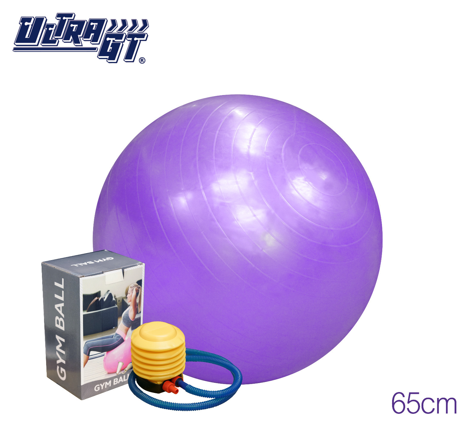 ULTRA GT 瑜珈球 普拉提球 健身波 65cm (紫色)(連氣泵)