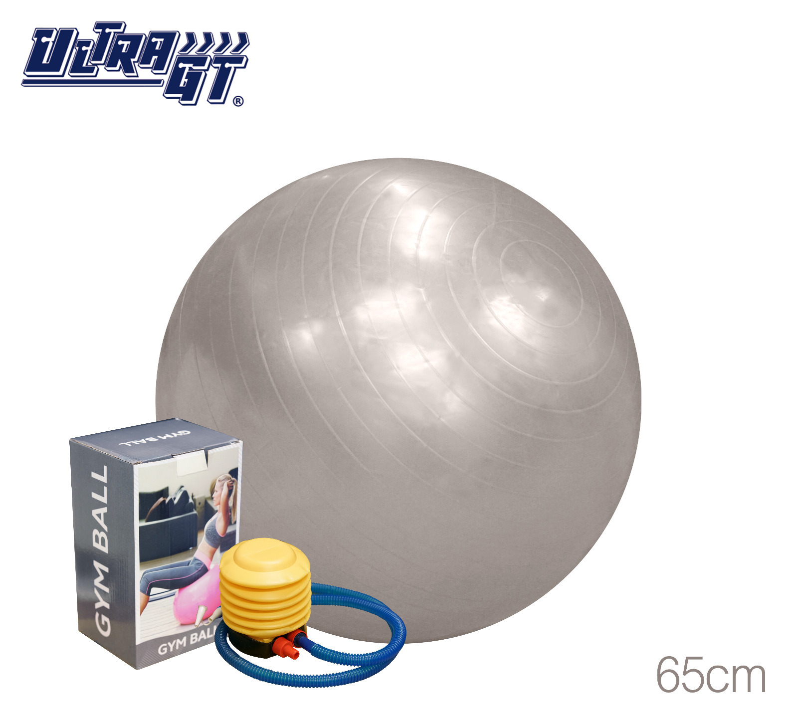 ULTRA GT 瑜珈球 普拉提球 健身波 65cm (灰色)(連氣泵)