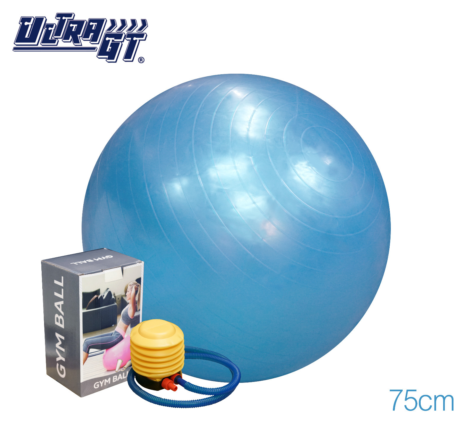 ULTRA GT 瑜珈球 普拉提球 健身波 75cm (藍色)(連氣泵)