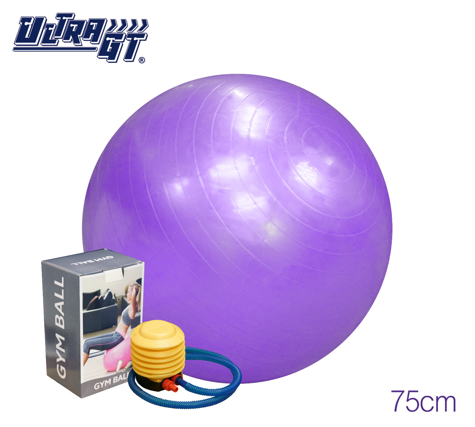 ULTRA GT 瑜珈球 普拉提球 健身波 75cm (紫色)(連氣泵)