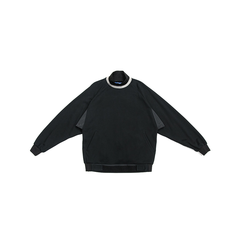 雙領落肩上衣-黑