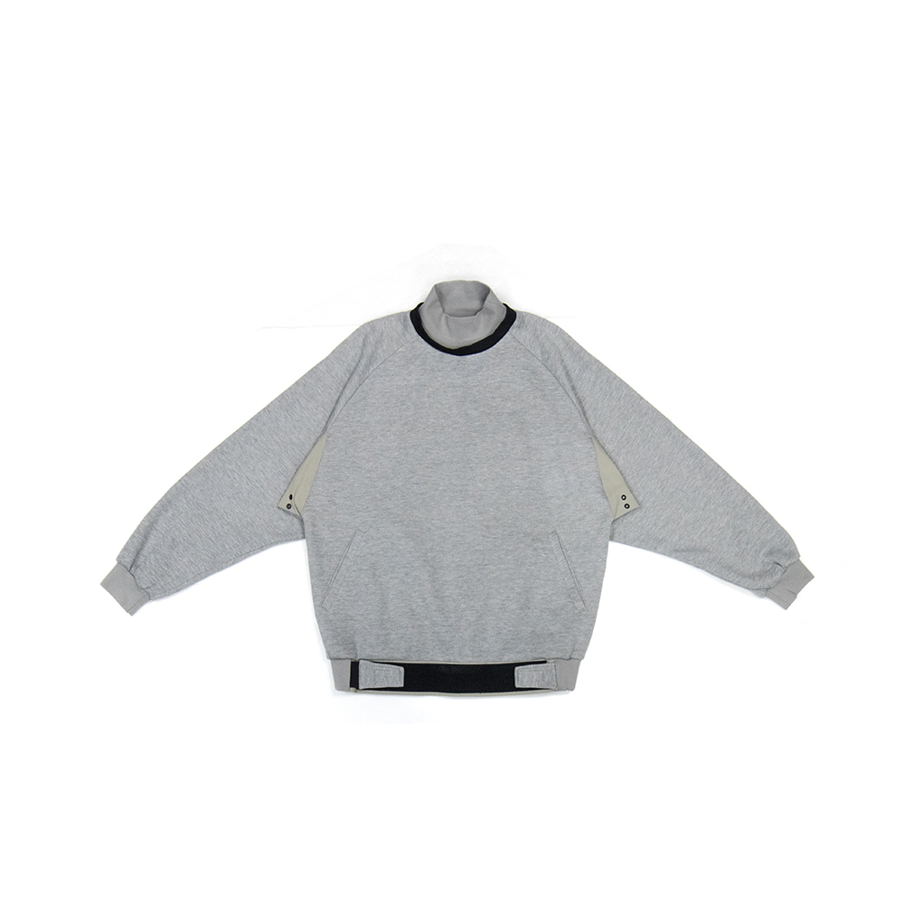 雙領落肩上衣-灰