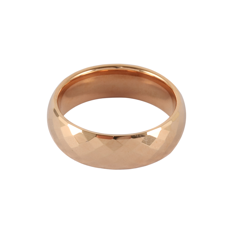 鎢鋼對戒，情侶戒指 菱形紋玫瑰金；亮麗耀眼的愛情（2356男款）