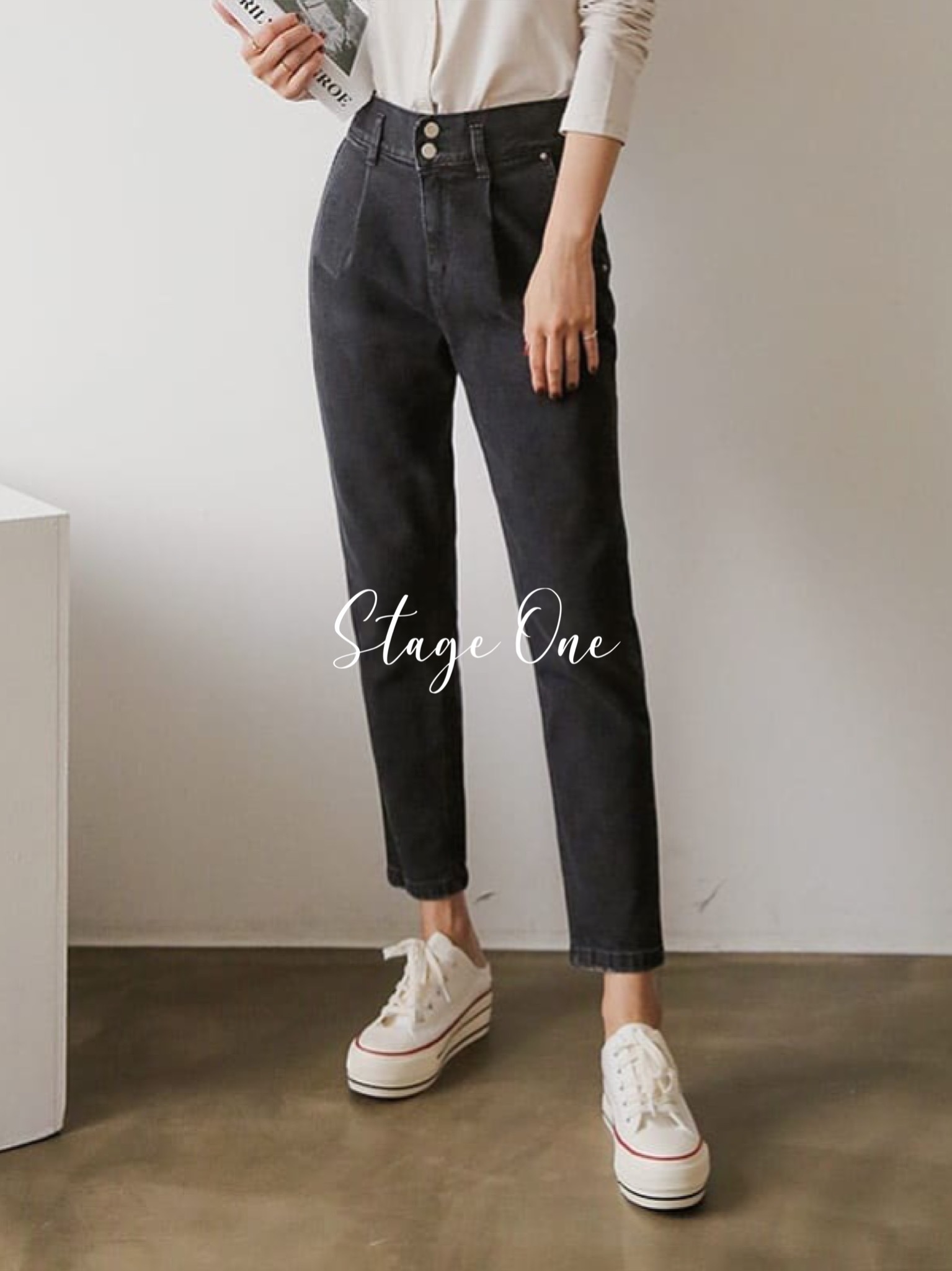 韓國製🇰🇷PT40 雙扣橡筋頭細褶長褲