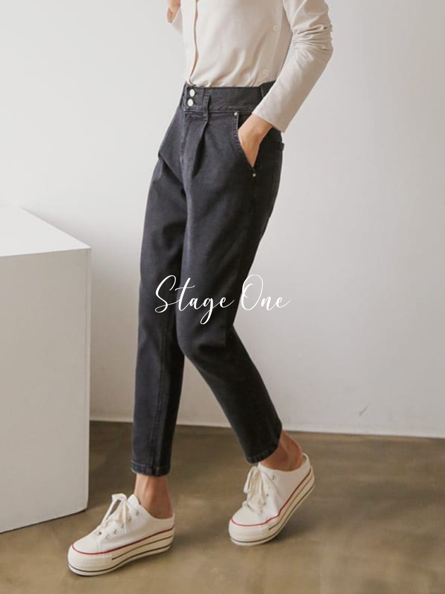 韓國製🇰🇷PT40 雙扣橡筋頭細褶長褲