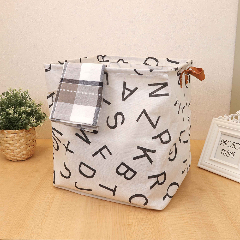方形棉麻玩具摺疊收納籃