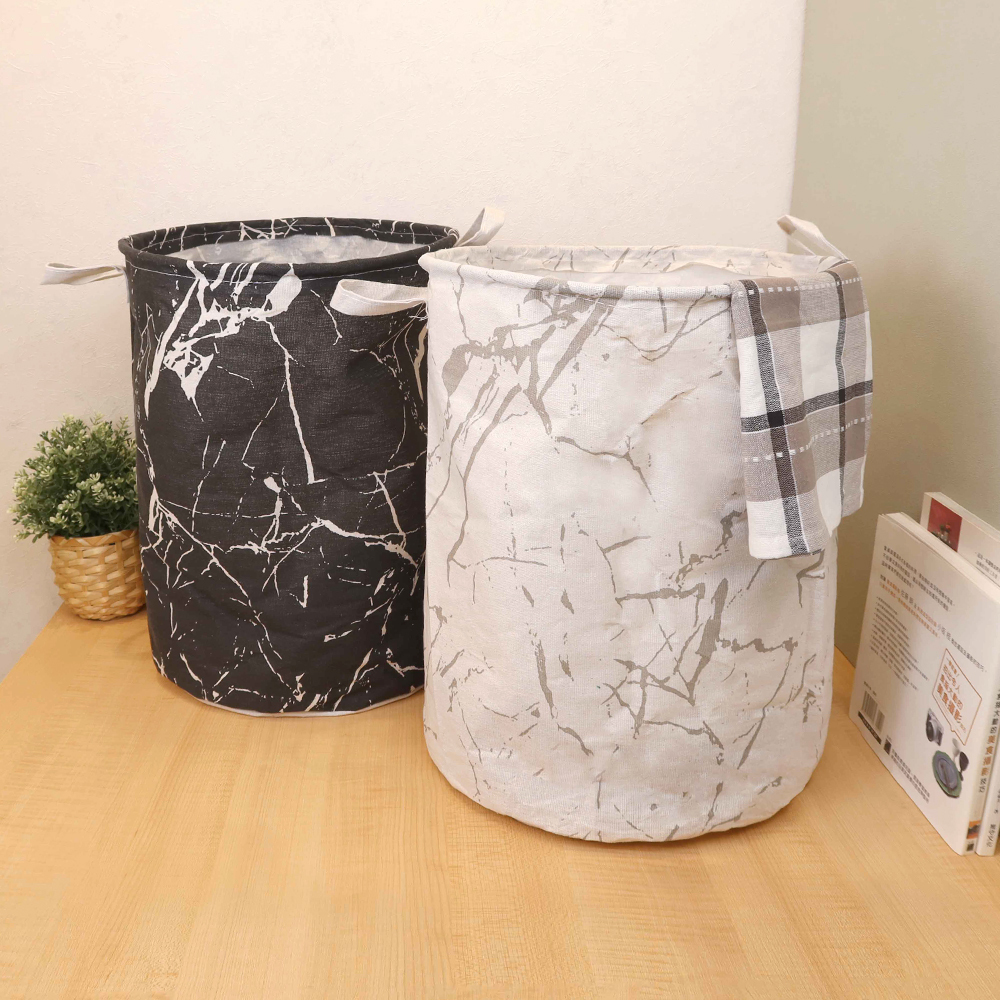 石紋圓筒衣物摺疊收納籃