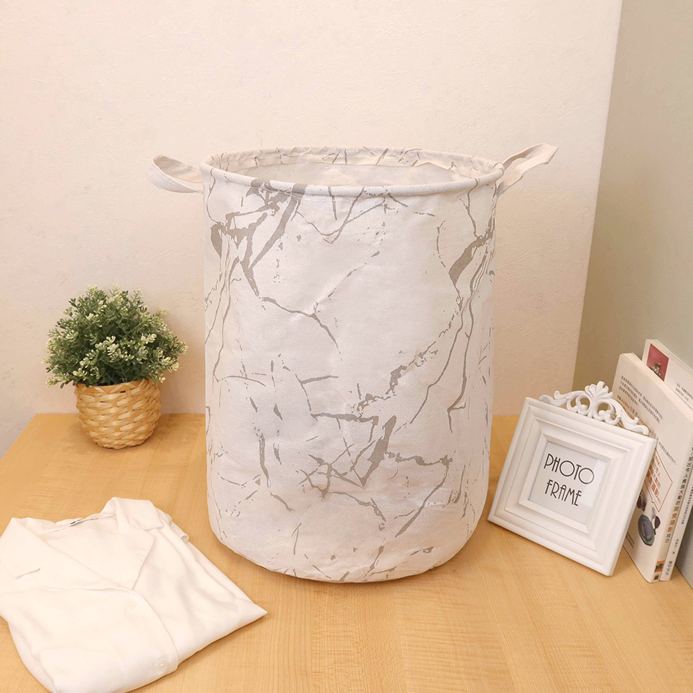 石紋圓筒衣物摺疊收納籃