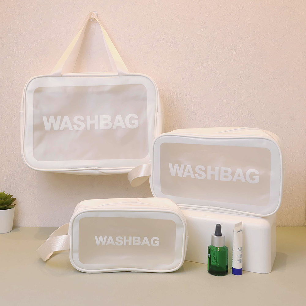 簡單裝旅行盥洗磨砂防水收納包-三件組