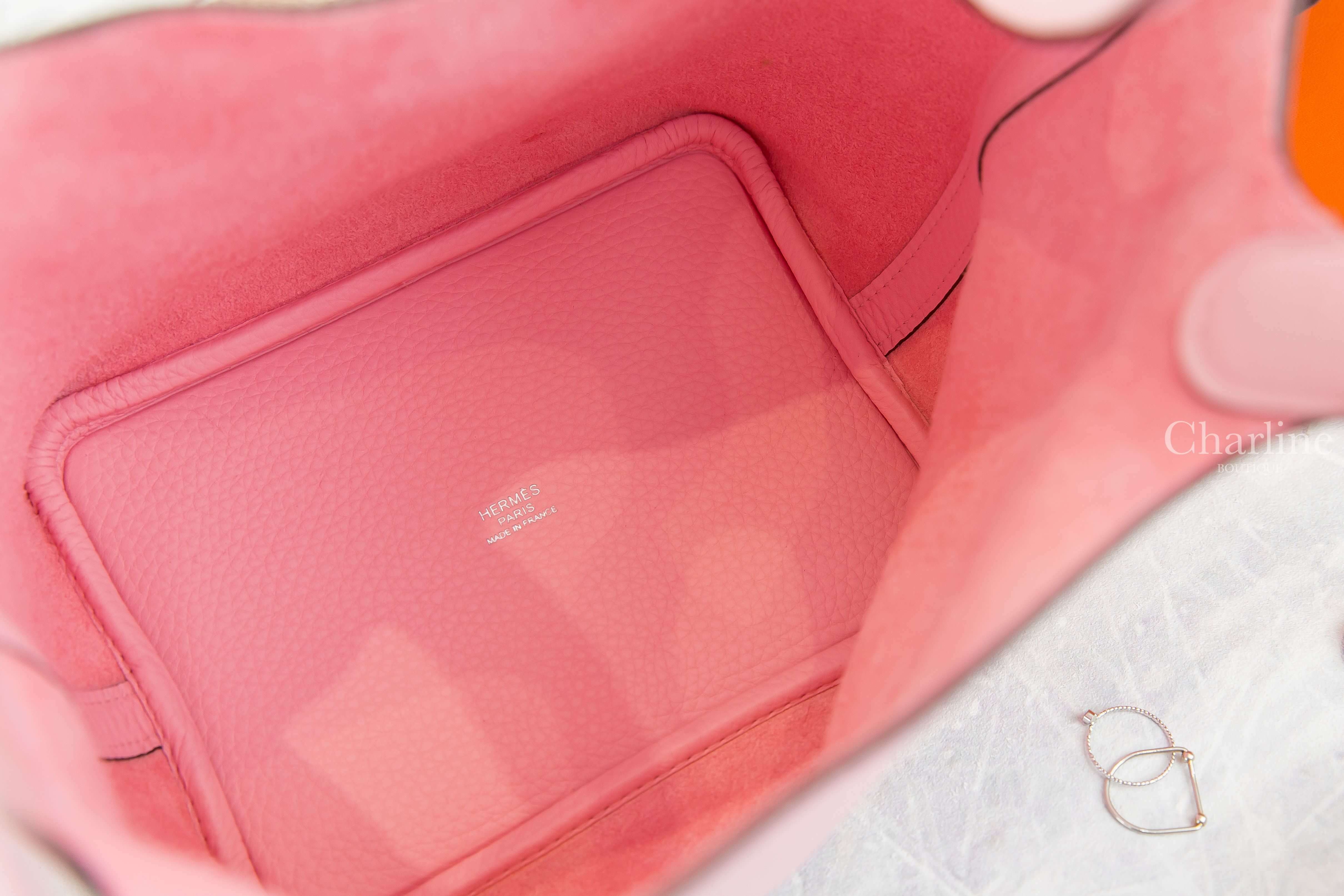 Hermès Picotin Lock 18cm 3Q Rose Sakura Taurillon Clemence Z刻櫻花粉銀釦小型提把水桶包-Charline Boutique 精品代購
