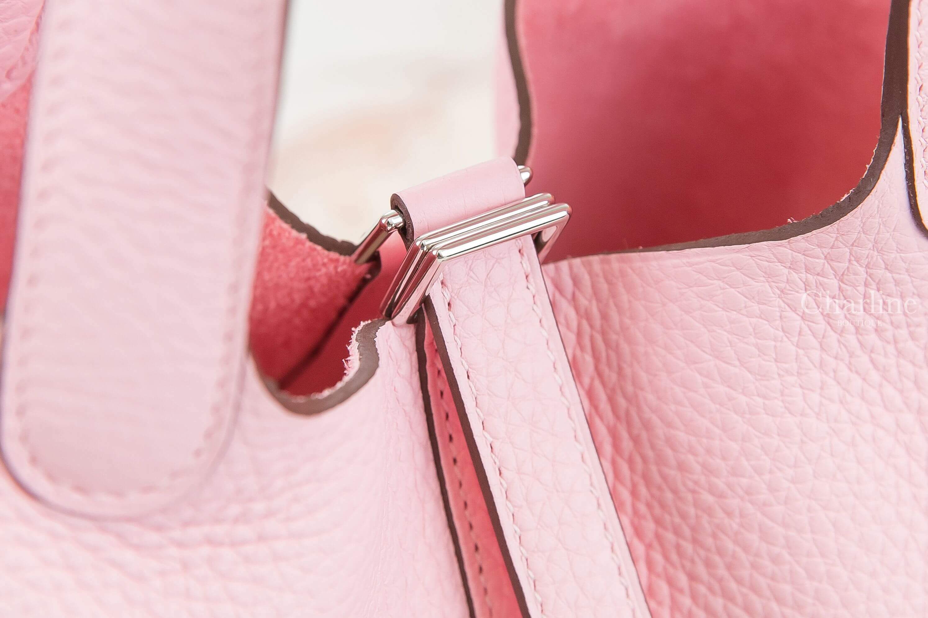 Hermès Picotin Lock 18cm 3Q Rose Sakura Taurillon Clemence 櫻花粉銀釦小型提把水桶包
