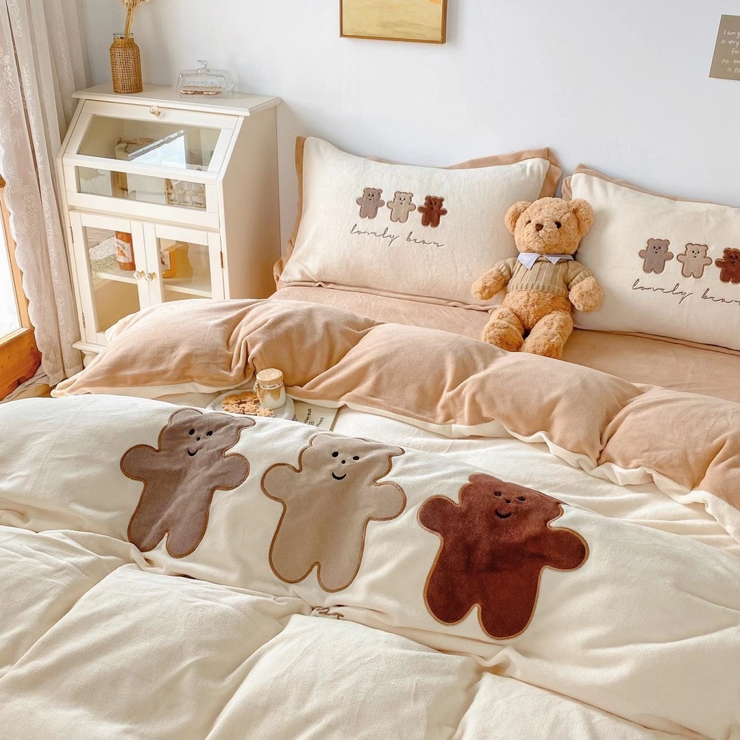 秋冬加厚牛奶绒床品組