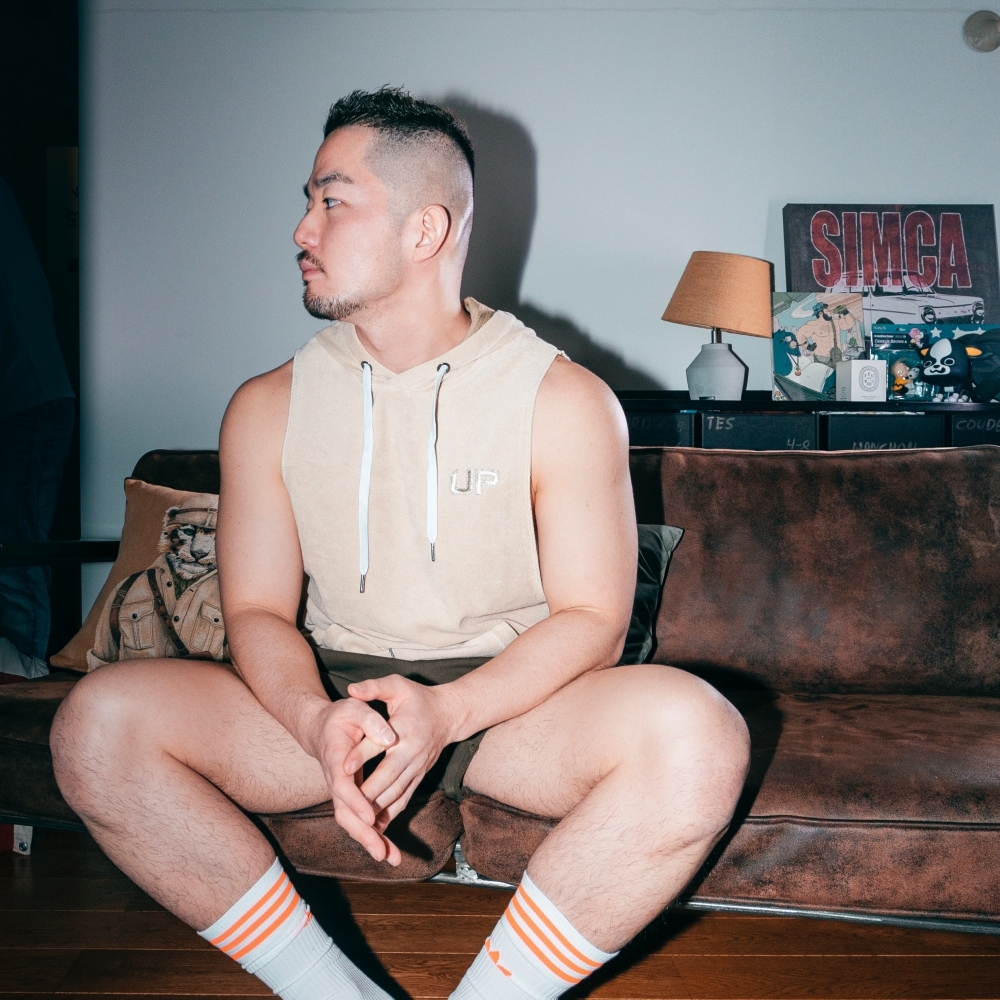 Taoru Hood 毛巾布連帽背心 奶茶色