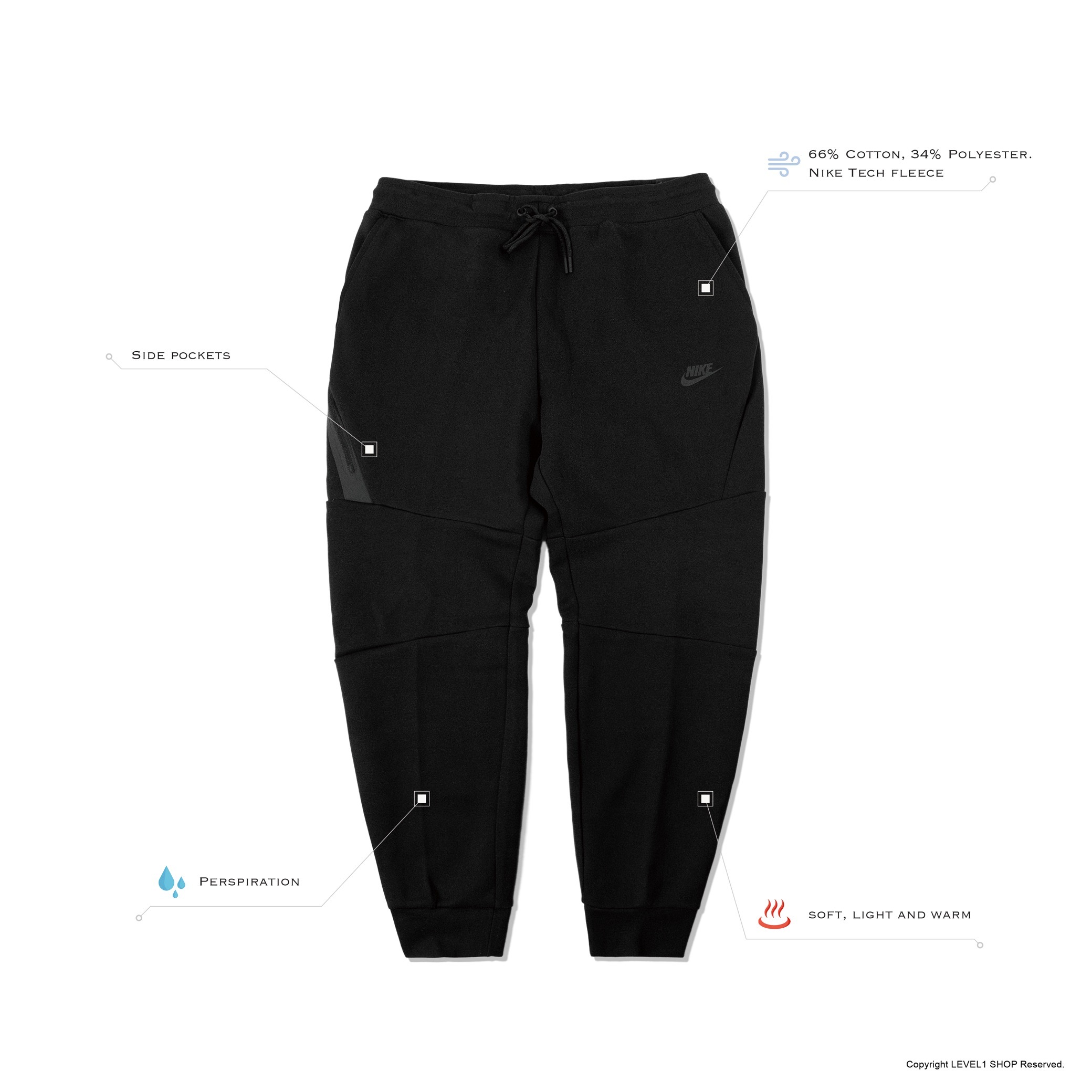 nike fleece tech joggers black