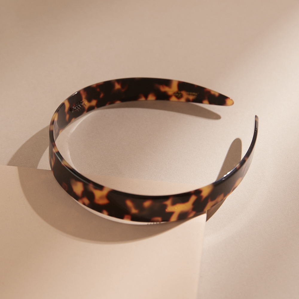 FRANCE LUXE 3/4吋寬版醋酸纖維髮箍〈琥珀色〉