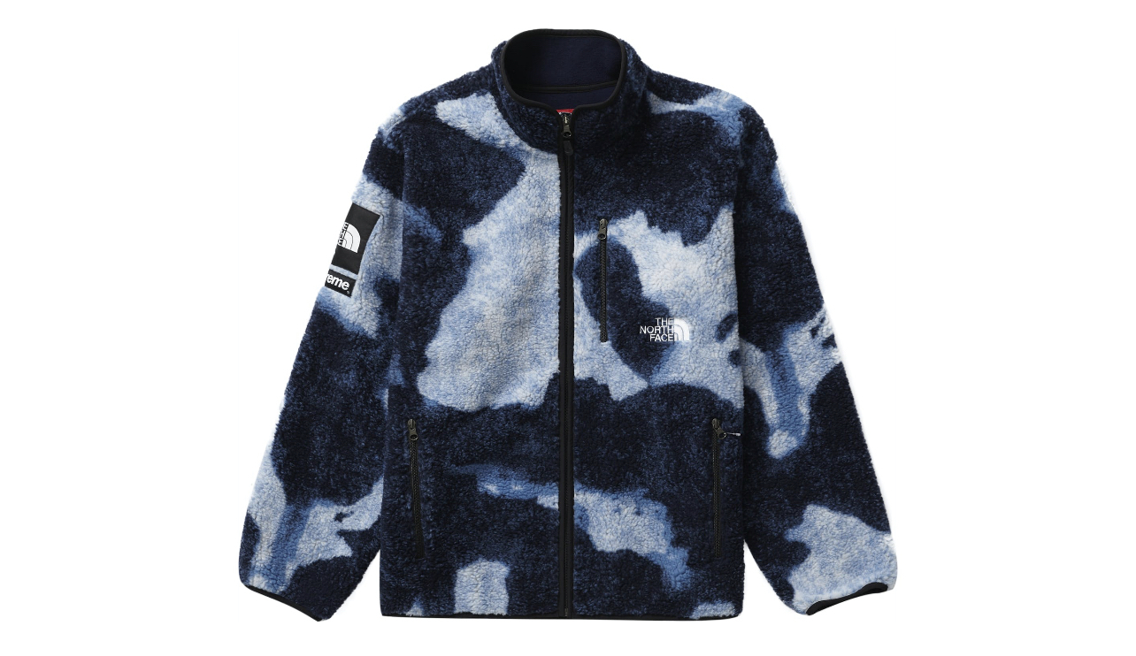 Supreme x TNF Bleached Denim Print Fleece Jacket