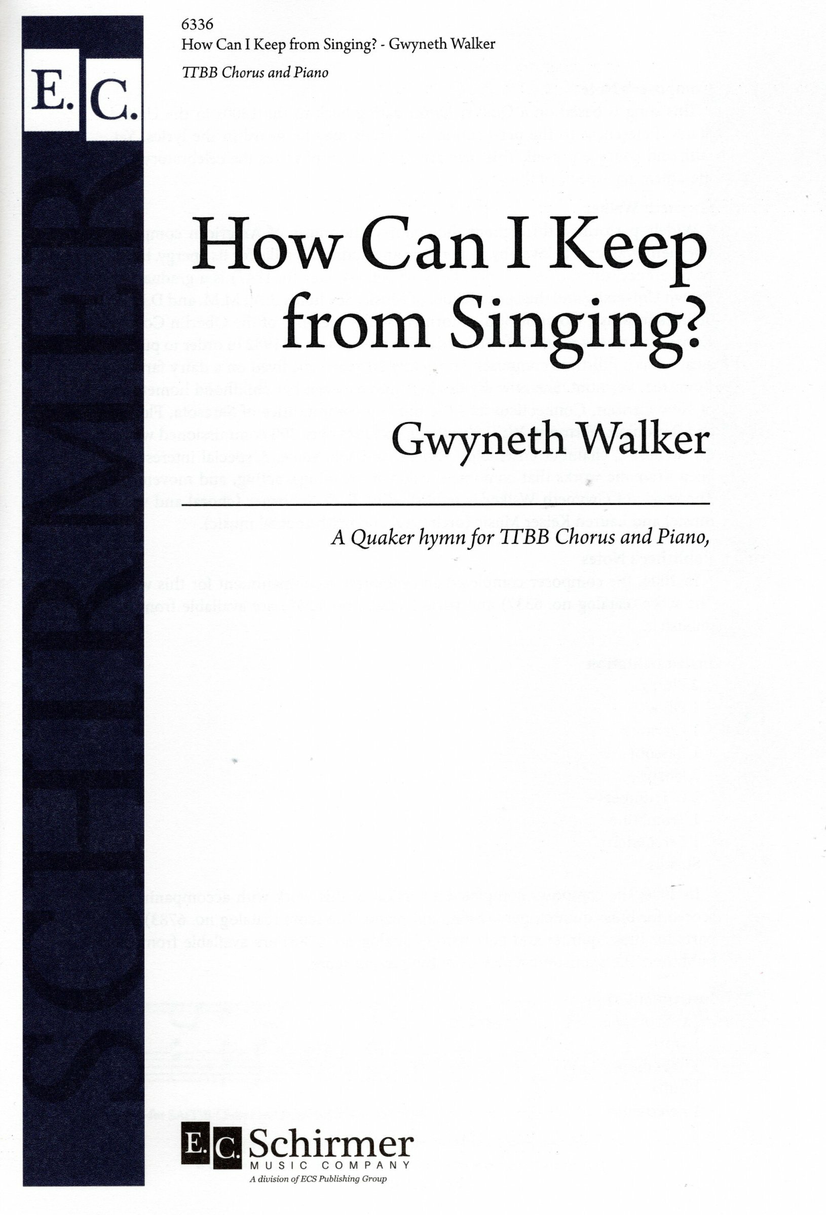 【男聲四部】《How Can I Keep from Singing?》